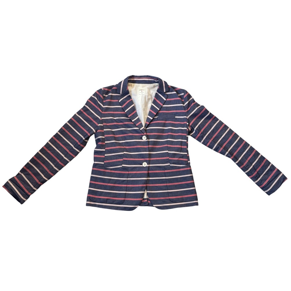 Gap Academy Blazer Women's Size 6 Navy‎ Pink White Stripe Double Button Jacket